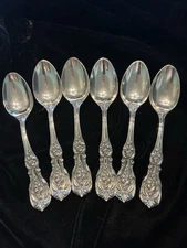 Reed and Barton Sterling Silver Flatware Set Francis I Teaspoon, 5 7/8”, Qty  6