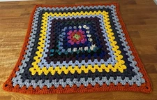 grandma lap Afghan crochet vintage multicolor