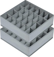 Joyoldelf Sock Drawer Organizer Divider 2 Packs Underwear 2 24 cells, Grey