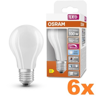 6 x OSRAM E27 LED Lampe SUPERSTAR PLUS HD LIGHTING dimmbar 11W wie 100W