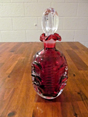 MCM ASEDA BO BORGSTROM ART GLASS RUBY RED DECANTER AND STOPPER SWEDEN 1960's
