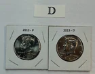 2013 P & D UNC Clad Kennedy Half Dollar Set in CB Flips -Free Shipping - D3