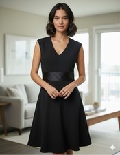 Vtg Talbots Petites 10 Sleeveless Black Classic A-Line Dress Corpcore 10P