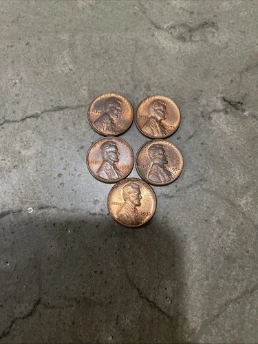 Lot Of 5 Wheat Cents AU/Toned Condition / 1958 D, 1956 Lincoln Wheat Cents Lot#6