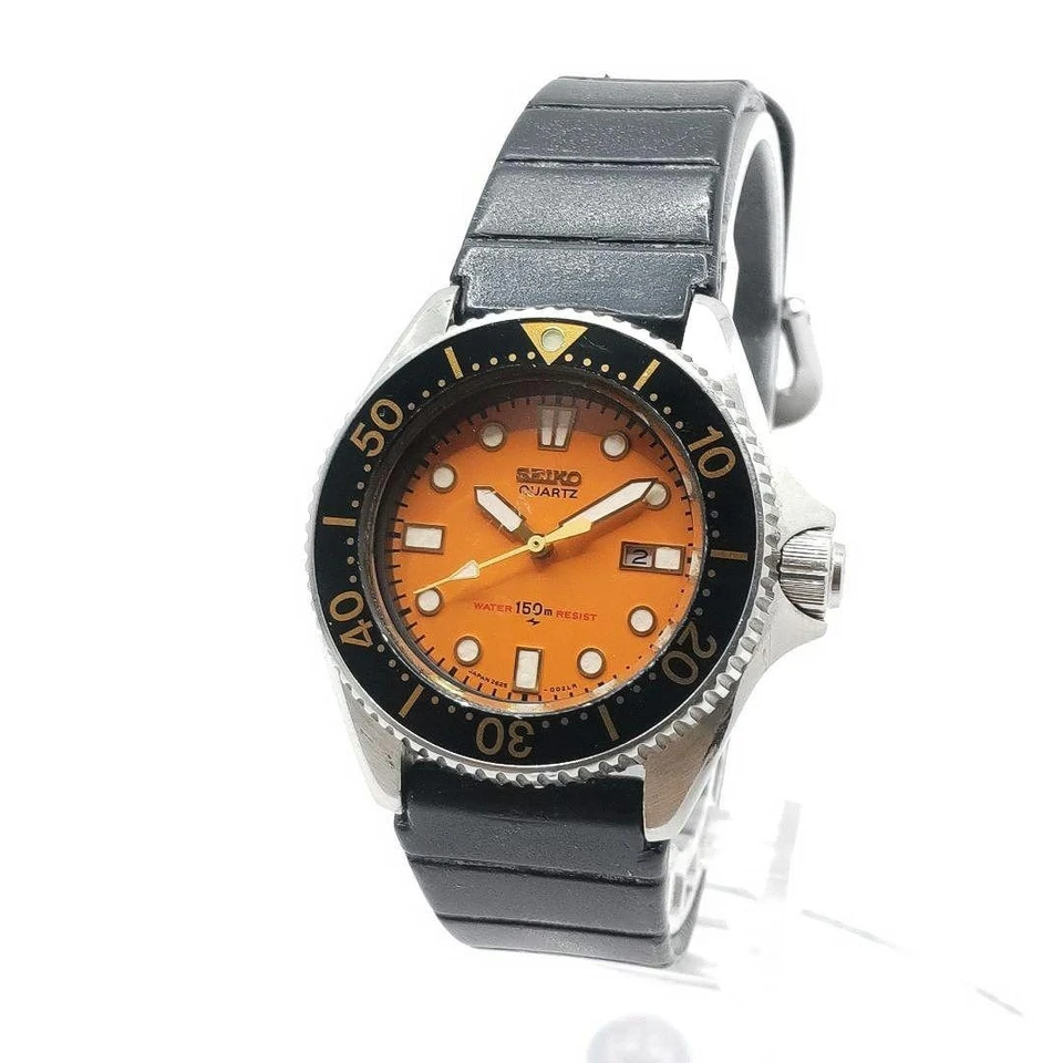 Montre de plongée Seiko 2625-0010 à quartz lunette tournante date vintage 37 ... - Photo 2/4