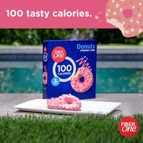 Fiber One 100 Calorie Donuts, Strawberries and Creme, 3g Sugar, 4 Ct, 3.28 oz - Picture 3 of 7