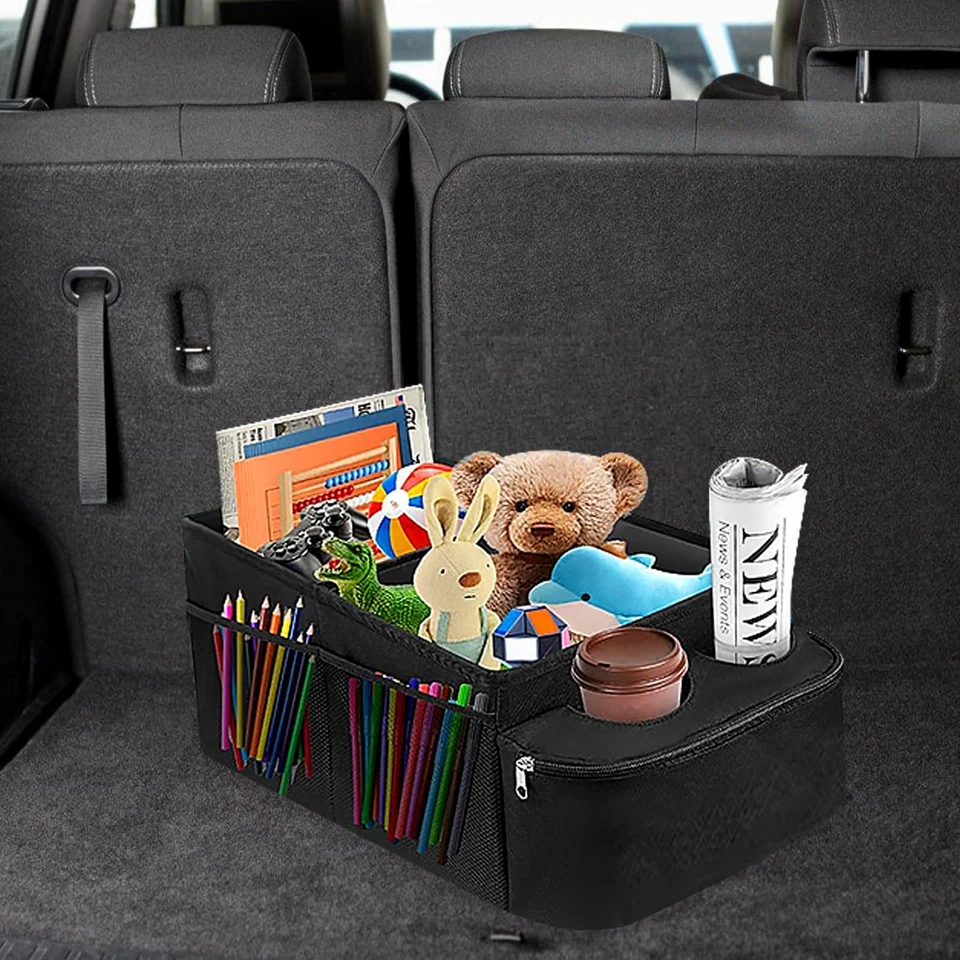 Auto Organizer für Kinder mit Getränkehalter für Beifahrersitz Autositz, Schwarz - Bild 2 von 4