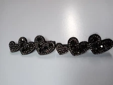 Rhinestone Alligator Hair Clips Hearts Lot of 2 Crystal Duckbill Hair Clips