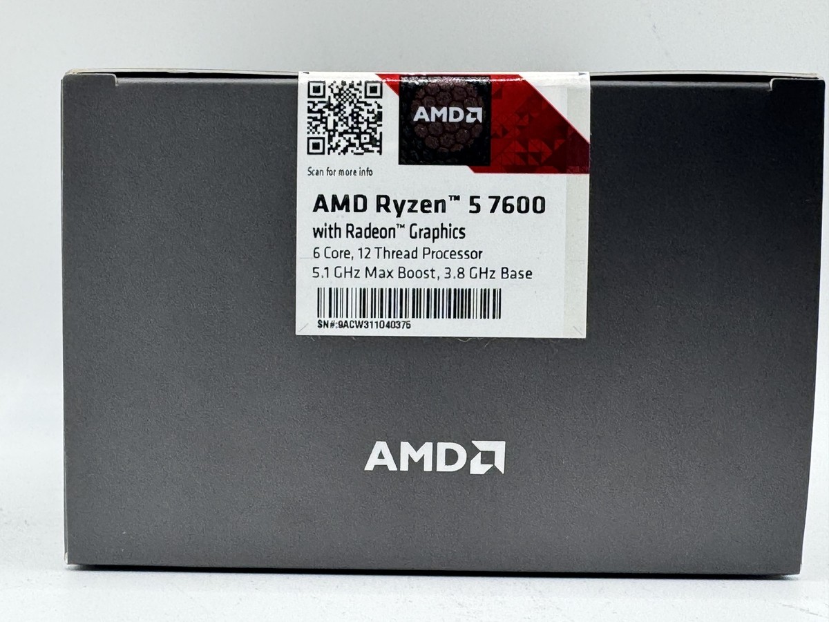 CPU AMD CPU Ryzen 5 7600 100-100001015BOX AMD Ryzen 5 7600X Processor (Zen 4) 6-Core 4.7GHz AM5 105W