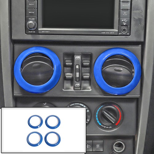 Blue Center Console Interior Decoration Covers for Jeep Wrangler JK JKU 2007-10 - Picture 4 of 10