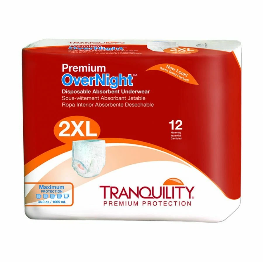 Tranquility Premium OverNight Pull On Underwear, 2X-LG, 62-80in - 120/Pack