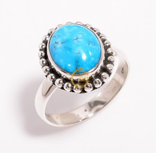 Blue Turquoise Ring 925 Sterling Silver Engagement Rings Jewelry Gift for Her