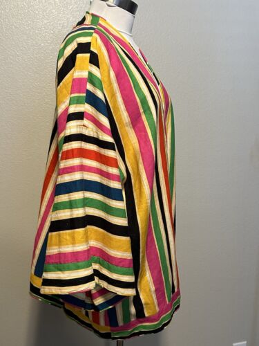 FARM RIO Rainbow Stripes Kimono Jacket Linen Blend sz.M **NO BELT** - Picture 4 of 10