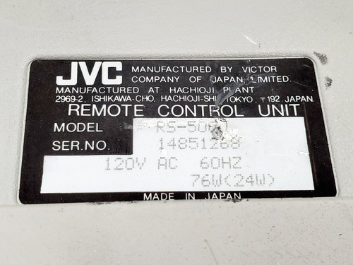 JVC RS-500U Remote Control Unit Pro Video System W/ Rack Mount Adapter UC-1003U - Picture 2 of 5