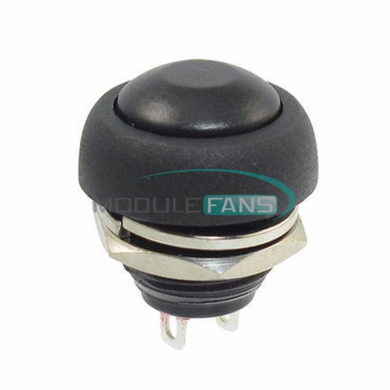 5-Pack 12mm Waterproof Momentary Push Button Switches – ON/OFF, Black, Mini Round