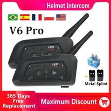 Bluetooth Motorcycle Helmet Headset Interphone Communicator 6 Riders Waterproof