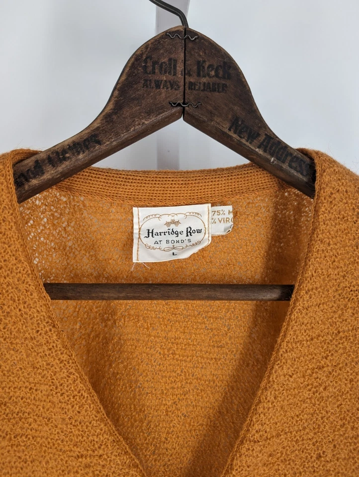 Cárdigan Suéter Bond's NYC Vintage Años 50 Dayglow Naranja Atómico Mod Tejido Mohair L Foto 3 de 3