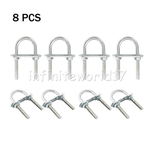 8 Sets Round U-Bolt 25mm Inner Width 70mm Length Steel M6 with Nut Plate Washer. - Picture 2 of 8