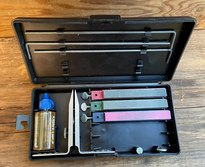 Lansky Knife Sharpening System 3-Stone Ceramic Knife Sharpener Kit w/ Honing Oil