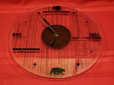 Talus Corp Glass Bear Sell Bull Buy Stock Market Clock 1997 US Stock Exchange