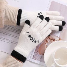 Touch Snowflake Gloves Fleece Smart Knitted Design Ladies Mens Warm Screen