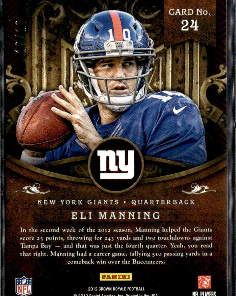 2012 Crown Royale /10 Eli Manning New York Giants #24 - Image 2 of 2