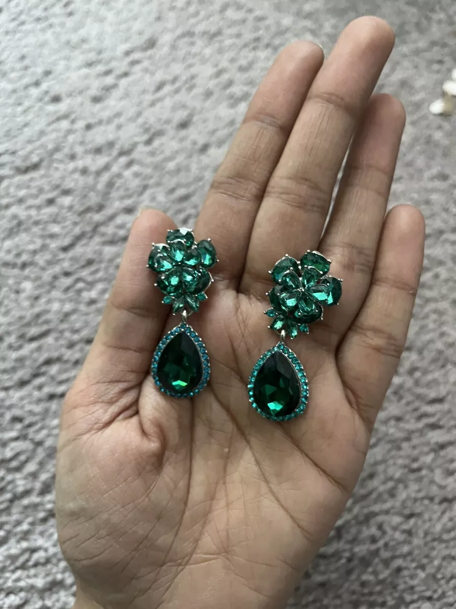 Green clearance rhinestone earrings