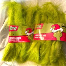 The Grinch Dr. Seuss Furry Garland 72" each Lot of 2 Total 144" New