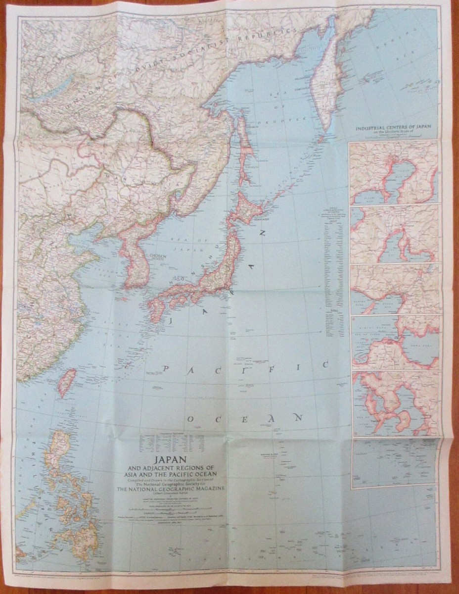 mappi様限定 1944 Dated WW2 Vintage MAP of JAPAN, REGIONS of ASIA & PACIFIC