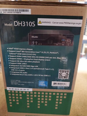 SHUTTLE COMPUTER DH310V2   BB SLIM 1.3L INTEL DH310 NEW.