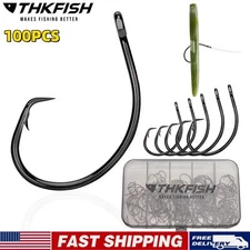 100PCS Fishing Hooks Circle Hooks Catfish Hooks Wide Gap Fish Hooks Tackle US