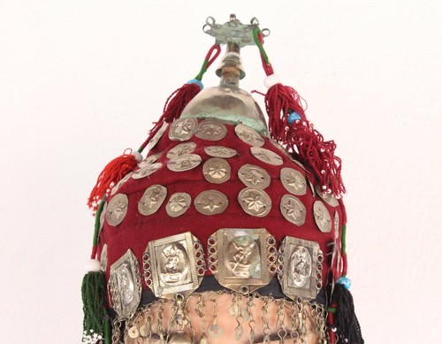 Sombreros tribales tradicionales turcomanos afganos, sombrero vintage, sombreros boho colgantes #H3 - Imagen 5 de 11