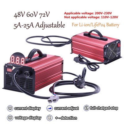 48V 60V 72V E-Bike Li-Ion LiFePo4 Akku-Ladegerät Kundenspezifische Stecker