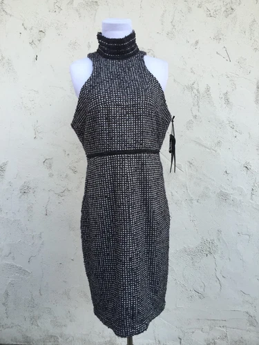KARL LAGERFELD FOR MACY'S WOMENS GRAY/BLACK/WHITE DRESS SIZE 12