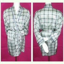 Unisex Maidenform Green Plaid Satin Robe S