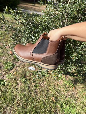 NWOT Men\'s 9 IZOD Lucas Formal Office Dress Brown Leather Chelsea Boots 1413016 IZOD Lucas Brown Leather Pull On Chelsea Boots Men Size 8 M  main image 4