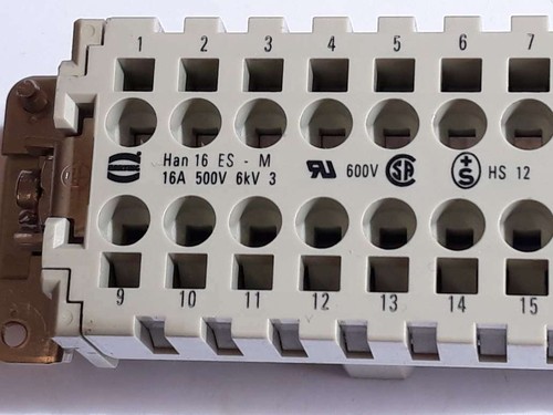 CONECTOR HARTING HAN 16 ES M 16A 500V 6KV HS 12 0,5X3,5 PC GF 20 NUEVO STOCK ANTIGUO - Imagen 6 de 8
