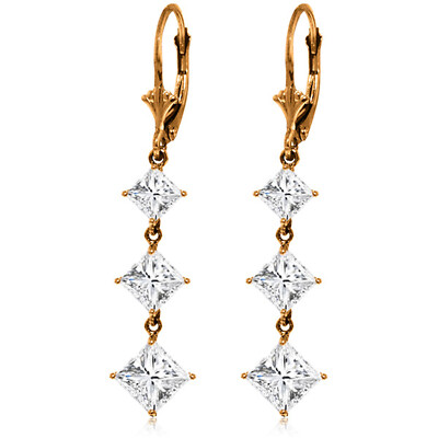 14K. GOLD ZIRKONIA LEVERBACK CHANDELIER OHRRING (Roségold)