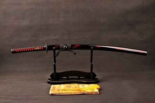 Blood Red Damascus Folded Steel Katana Battle Ready Japanese Samurai Sharp Sword - Picture 10 of 12