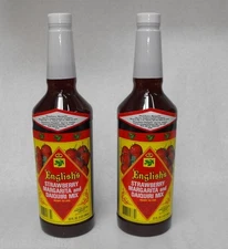 (2x) 32oz. Jonathan English STRAWBERRY MARGARITA & DAIQUIRI Frozen Drink MIX