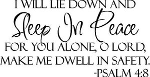 SLEEP IN PEACE Bible Verse Wall Decal Quote Words Lettering Decor Inspiration 36