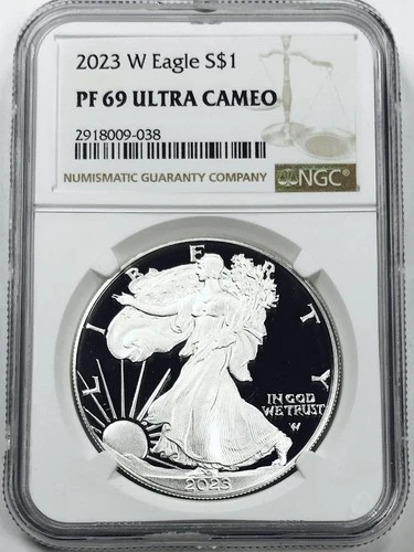 2023 W AMERICAN SILVER EAGLE NGC PF 69 ULTRA CAMEO! INSANE MIRRORS! NR #G3320