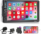 Double Din Car Stereo with Backup Camera Microphone, 7' Touchscreen 2 Din Radio,