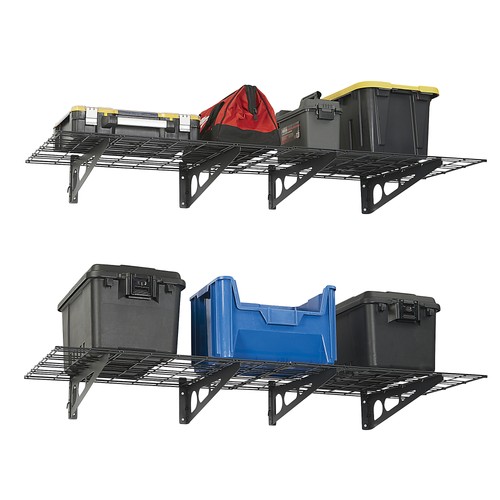 Klutch Wall-Mount Garage Storage Shelves, 7.9in.H x 36in.W x 24in.D, Black, - Picture 4 of 8
