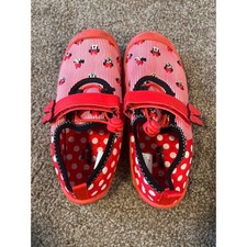 Kids Minnie Mouse Red White Polka Dot Striped Shoes Toddler Girls Size 7