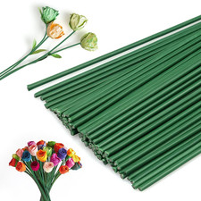 Floral Wire Stems, 60 Pack Flower Stems, 2 Gauge Green Floral Stem Wire for Pape