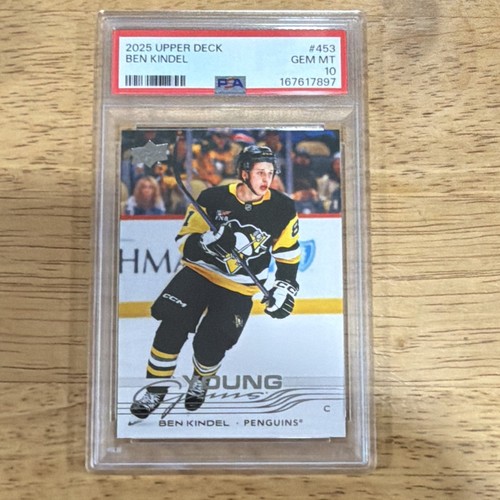 Upper Deck 2025-26 Series 2 Young Guns Ben Kindel Penguins #453 PSA 10
