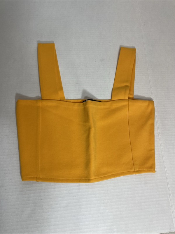 Zara Womens Mustard Yellow Square Neck Cropped Top Size Small