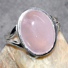 925 Silver Plated Exclusive Rose Quartz Ring Jewelry Size US FreeSize JW