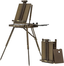 French Easel for Painting: Deluxe Beech Wood Plein Air Easel Stand with Metal Si
